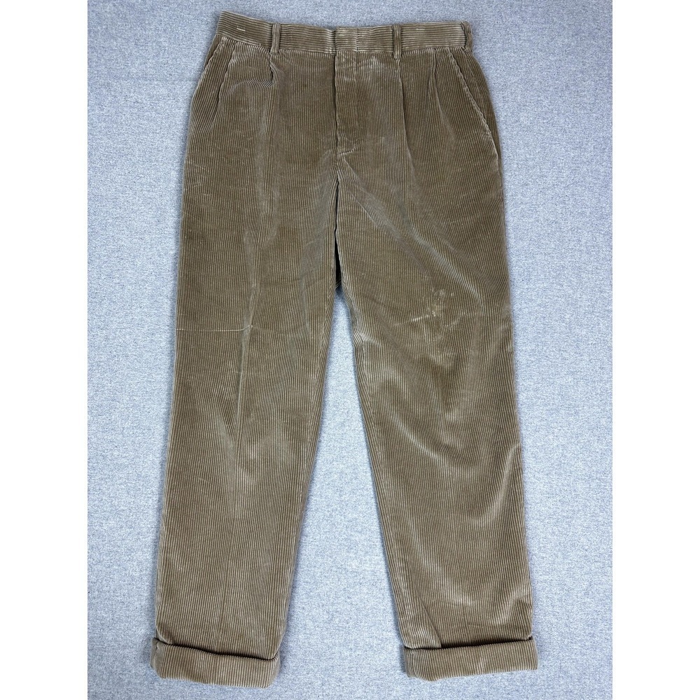 Lands End Corduroy Pants Mens 34 Brown Traditional Fit 100% Cotton Casual
